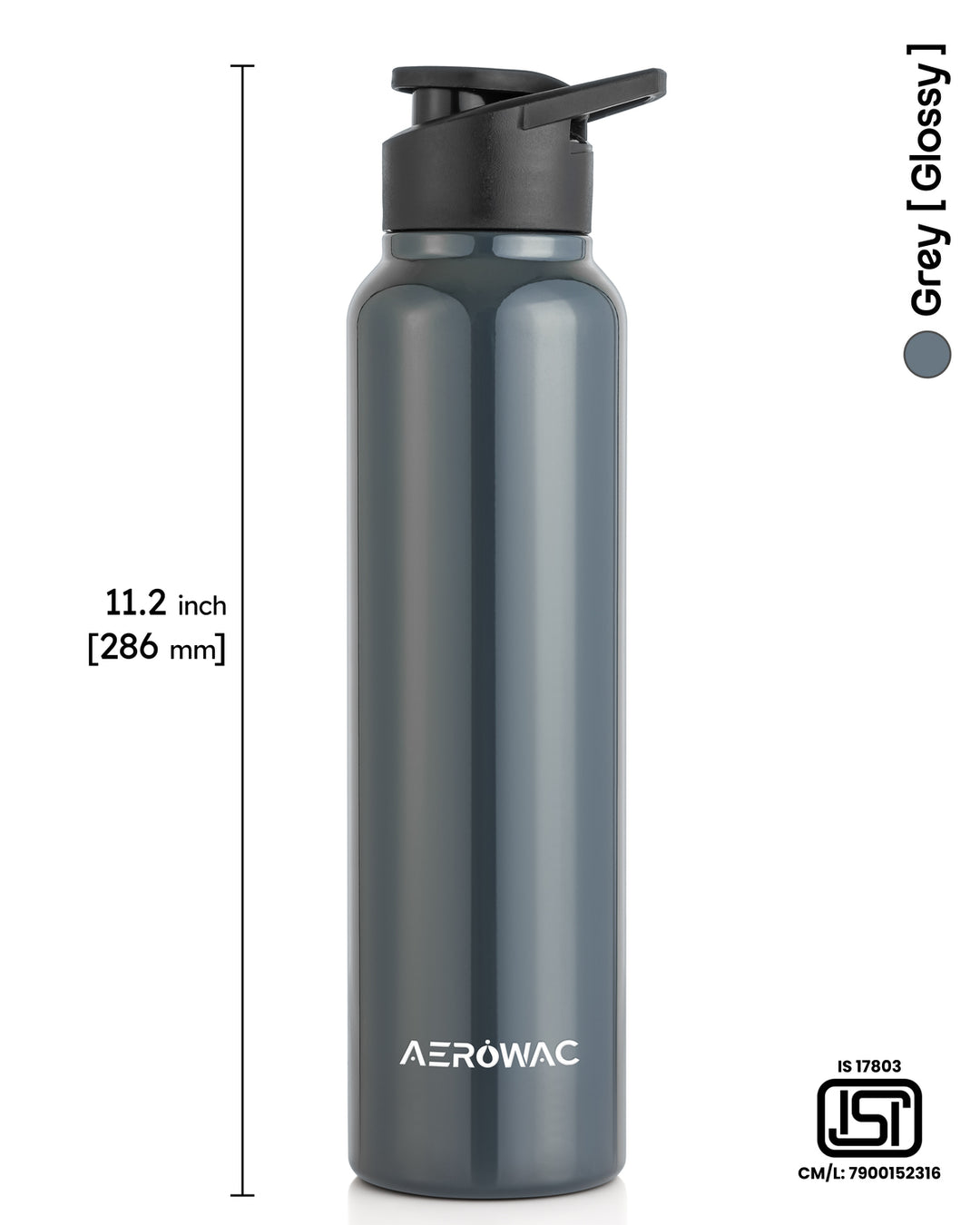 Aerowac Nubo Alpha Stainless Steel Water Bottle | 1000 ml | BPA Free | Leak Proof | Premium Glossy Finish | Sports Cap