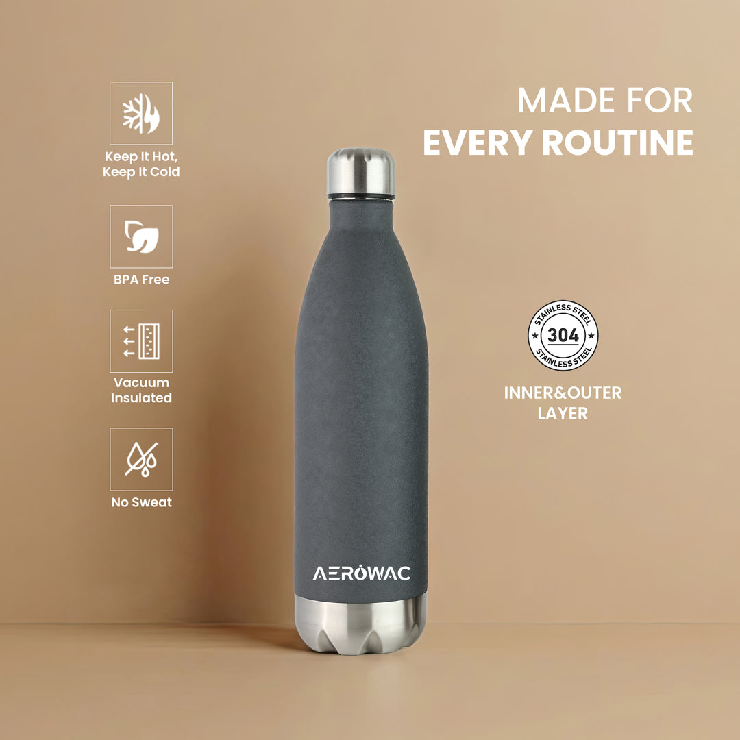 Aerowac Viva Double Wall Vacuum Insulated Stainless Steel Bottle | Hot &amp; Cold 24 Hours | Leak-Proof | BPA - Free