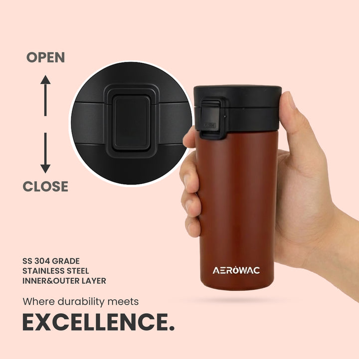 Aerowac Rivo Double Wall | Insulated | Coffe Mug | Leak-Proof Travel Mug | Tea &amp; Coffe | 300 ML