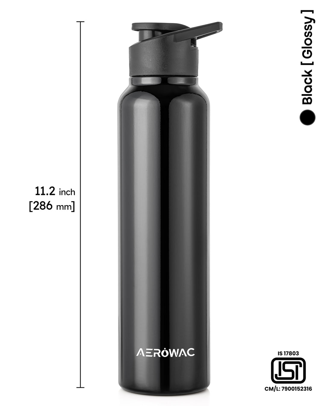 Aerowac Nubo Alpha Stainless Steel | Black Addition | 1000 ml | BPA Free | Leak Proof | Premium Finish