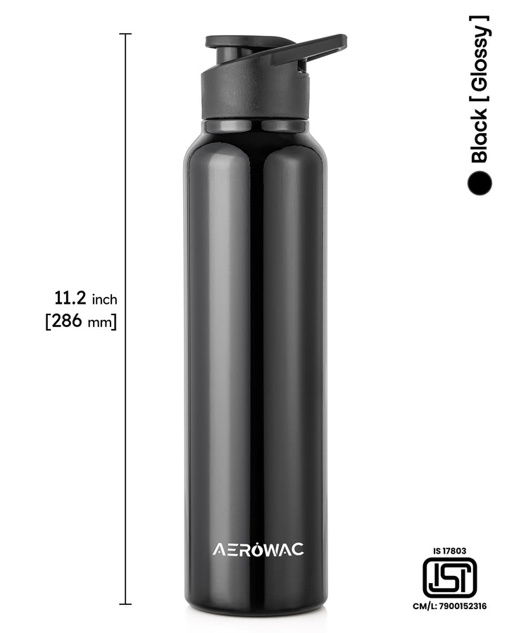 Aerowac Nubo Alpha Stainless Steel | Black Addition | 1000 ml | BPA Free | Leak Proof | Premium Finish