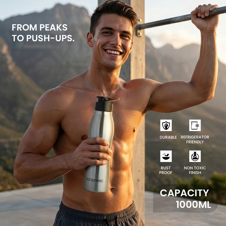 Silva Single Wall Stainless Steel Bottle | Lightweight &amp; Durable | BPA-Free | 1000ml