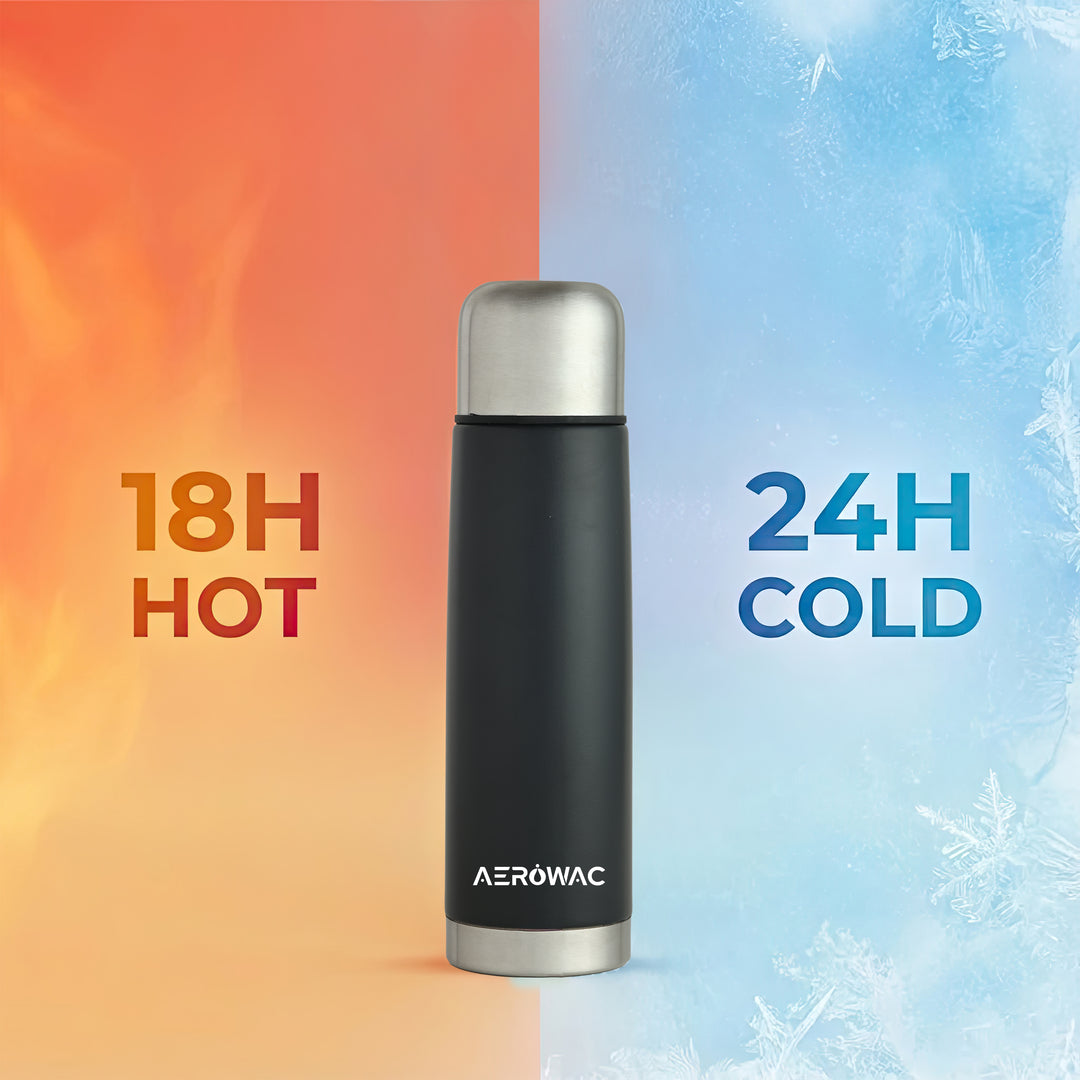 Aqua Double Wall Vacuum Insulated Stainless Steel Bottle | Hot &amp; Cold 24 Hours | Leak-Proof | BPA-Free