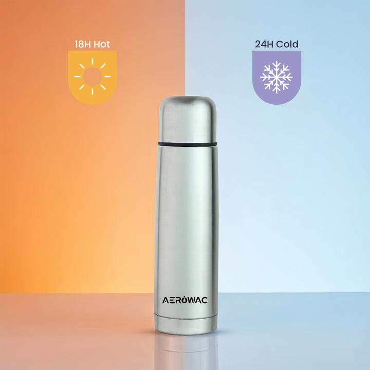 Aqua Double Wall Vacuum Insulated Stainless Steel Bottle | Hot &amp; Cold 24 Hours | Leak-Proof | BPA-Free