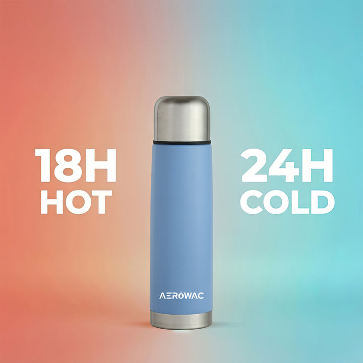 Aqua Double Wall Vacuum Insulated Stainless Steel Bottle | Hot &amp; Cold 24 Hours | Leak-Proof | BPA-Free