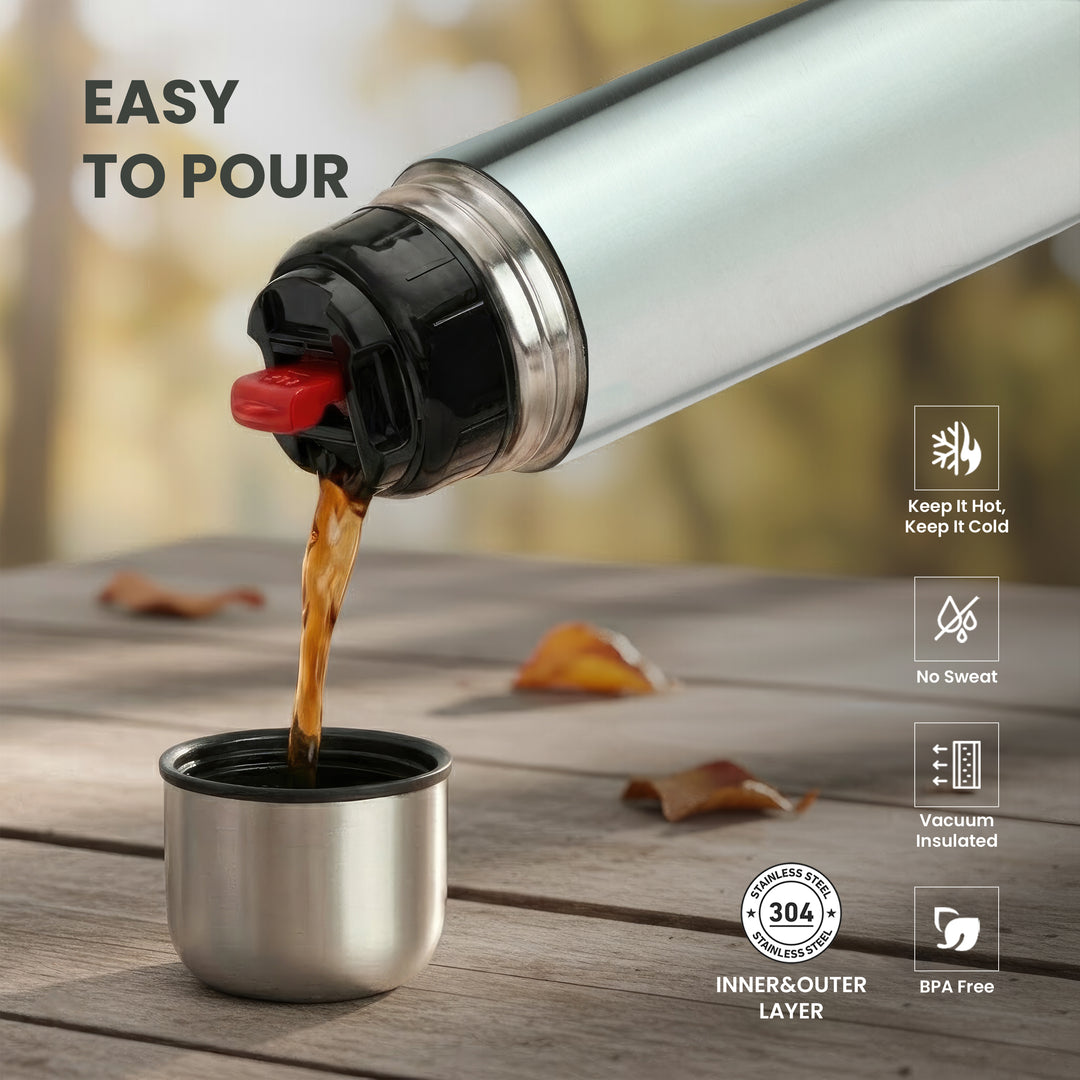 Aqua Double Wall Vacuum Insulated Stainless Steel Bottle | Hot &amp; Cold 24 Hours | Leak-Proof | BPA-Free