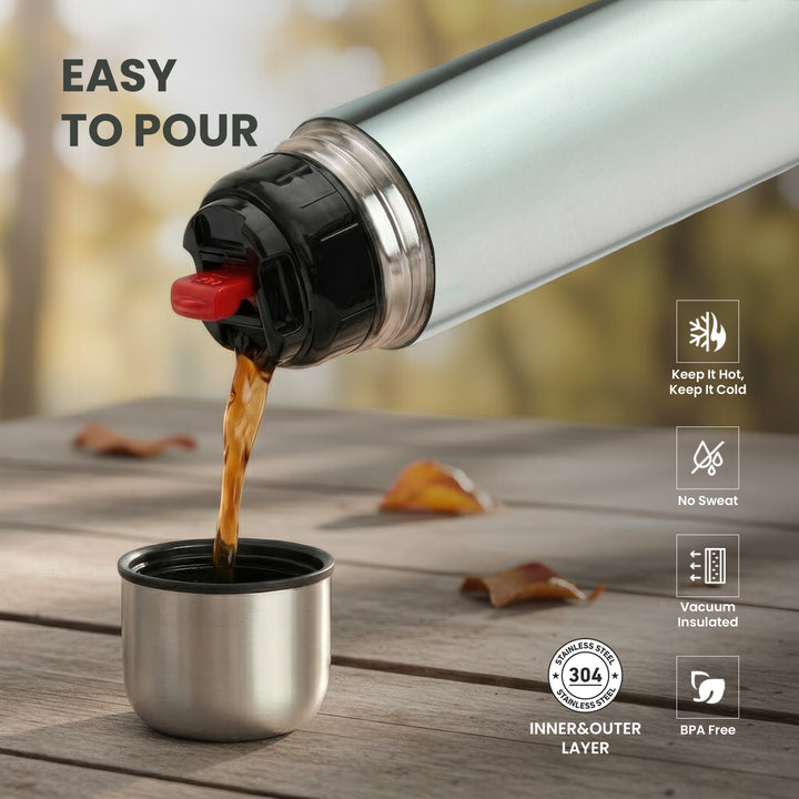 Aqua Double Wall Vacuum Insulated Stainless Steel Bottle | Hot &amp; Cold 24 Hours | Leak-Proof | BPA-Free