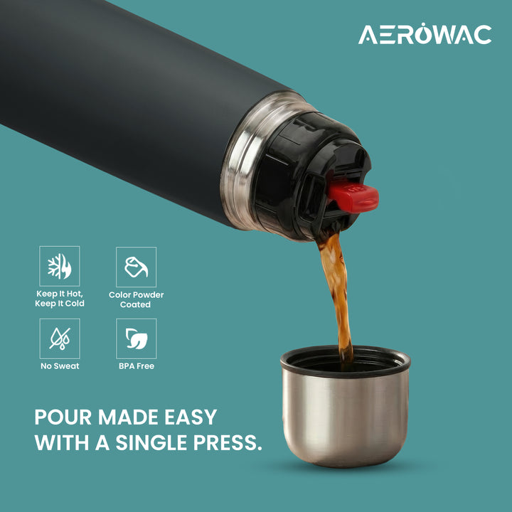 Aqua Double Wall Vacuum Insulated Stainless Steel Bottle | Hot &amp; Cold 24 Hours | Leak-Proof | BPA-Free