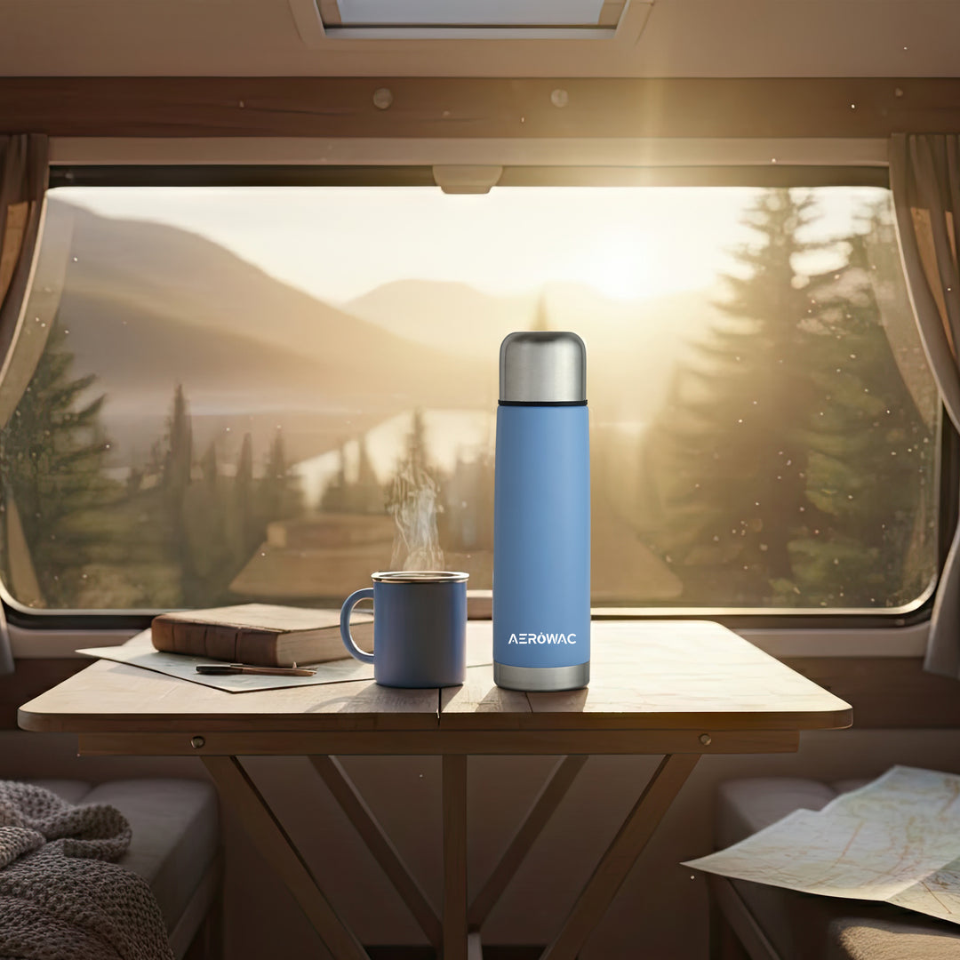 Aqua Double Wall Vacuum Insulated Stainless Steel Bottle | Hot &amp; Cold 24 Hours | Leak-Proof | BPA-Free