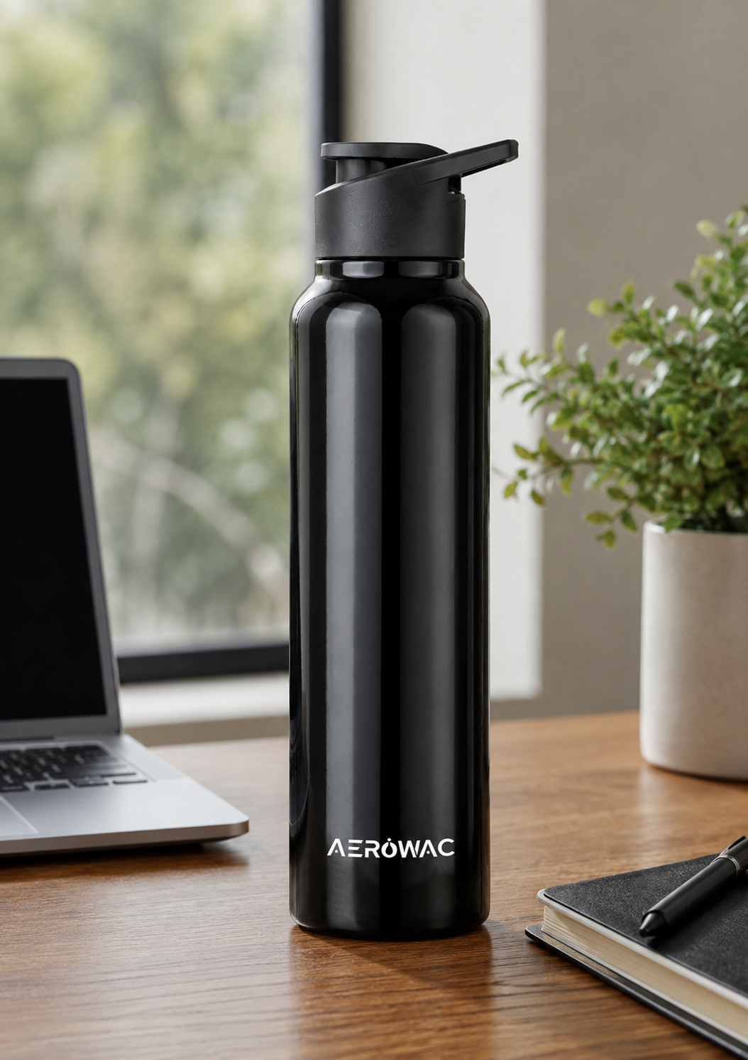 Aerowac Nubo Alpha Stainless Steel | Black Addition | 1000 ml | BPA Free | Leak Proof | Premium Finish