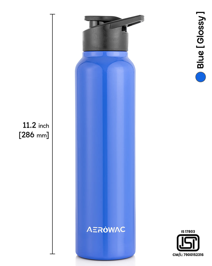 Aerowac Nubo Alpha Stainless Steel Water Bottle | 1000 ml | BPA Free | Leak Proof | Premium Glossy Finish | Sports Cap