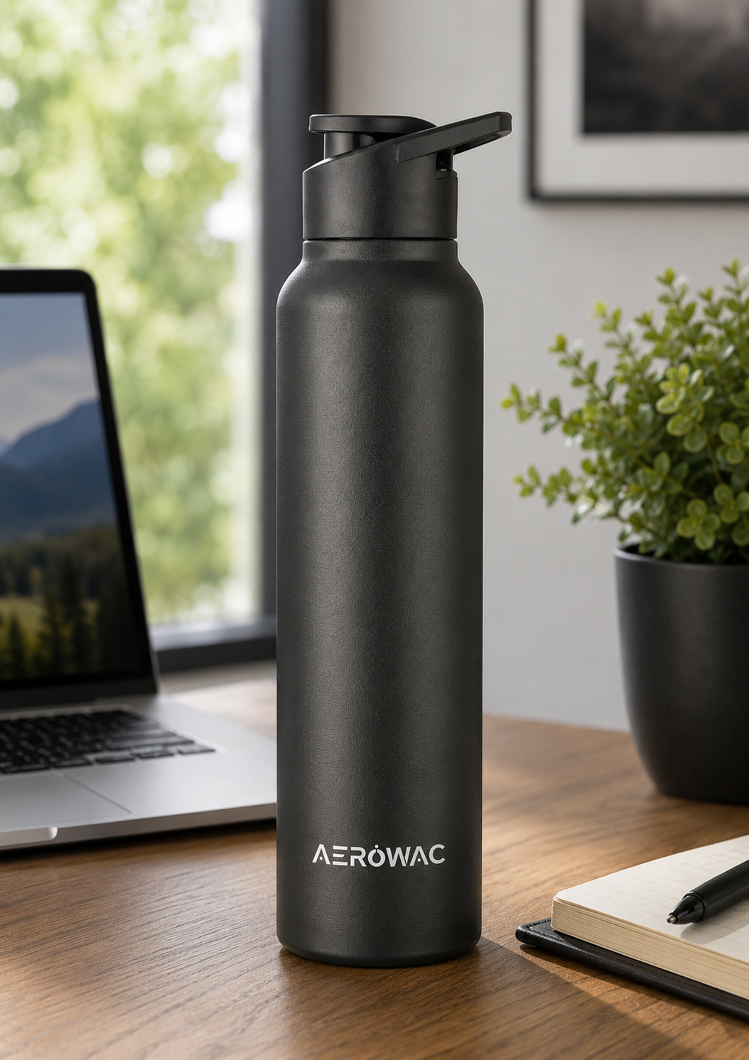 Aerowac Nubo Alpha Stainless Steel | Black Addition | 1000 ml | BPA Free | Leak Proof | Premium Finish