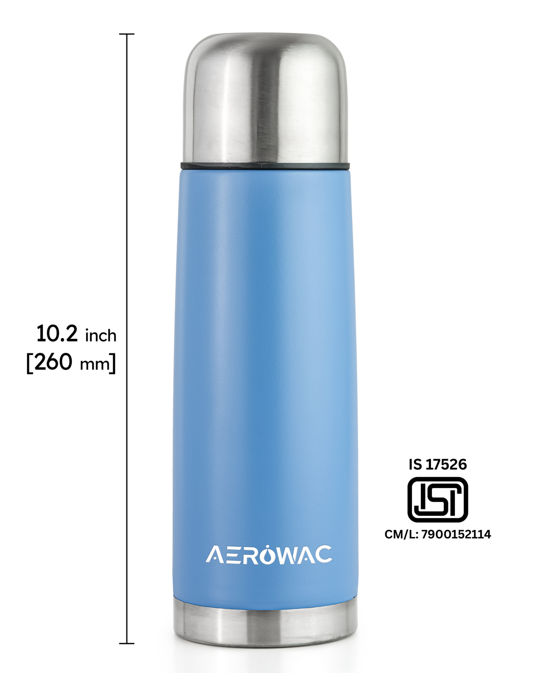 Aqua Double Wall Vacuum Insulated Stainless Steel Bottle | Hot &amp; Cold 24 Hours | Leak-Proof | BPA-Free