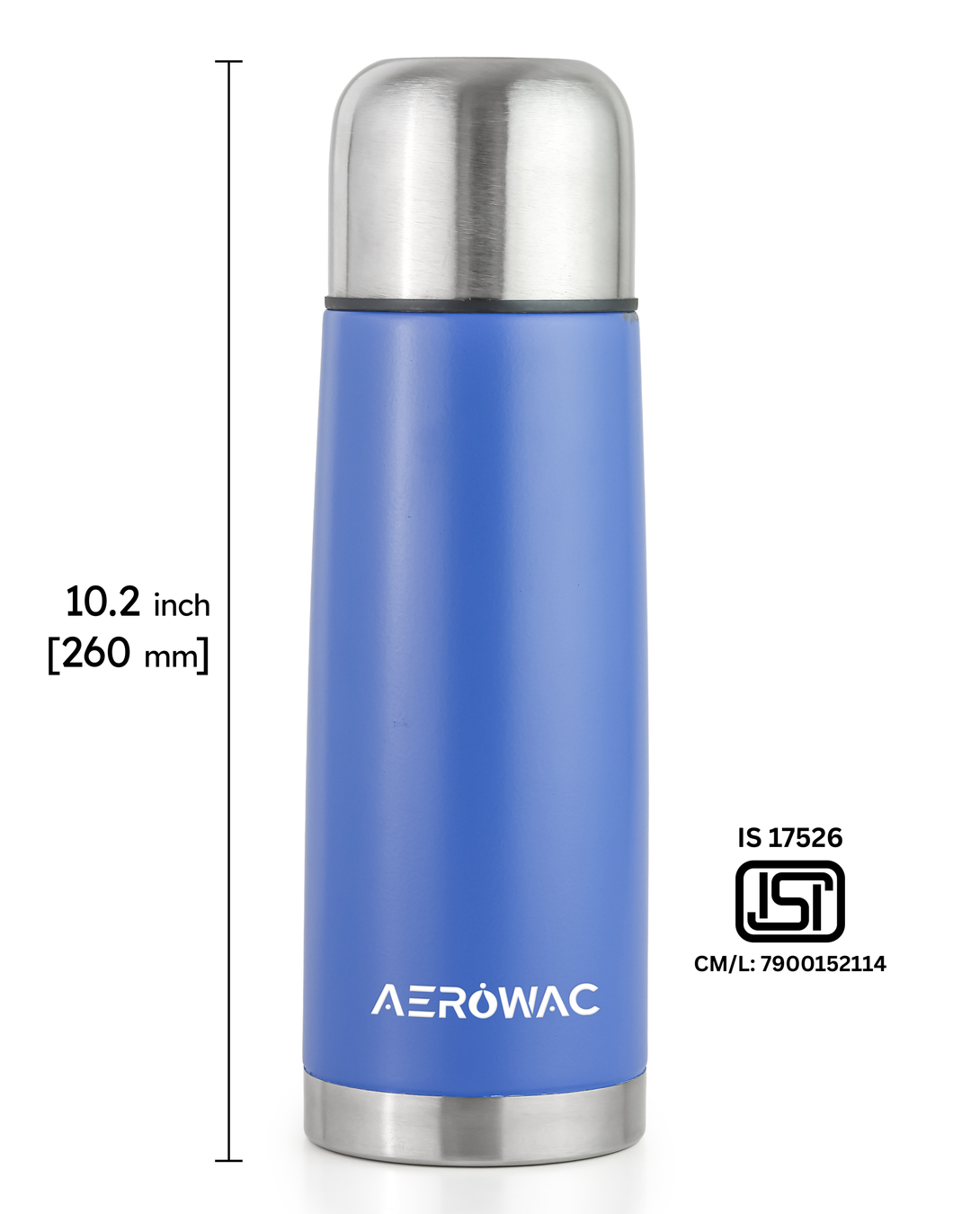 Aqua Double Wall Vacuum Insulated Stainless Steel Bottle | Hot &amp; Cold 24 Hours | Leak-Proof | BPA-Free