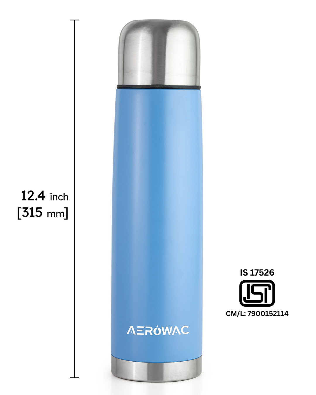 Aqua Double Wall Vacuum Insulated Stainless Steel Bottle | Hot &amp; Cold 24 Hours | Leak-Proof | BPA-Free