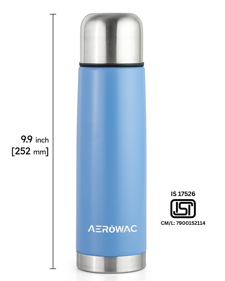 Aqua Double Wall Vacuum Insulated Stainless Steel Bottle | Hot &amp; Cold 24 Hours | Leak-Proof | BPA-Free