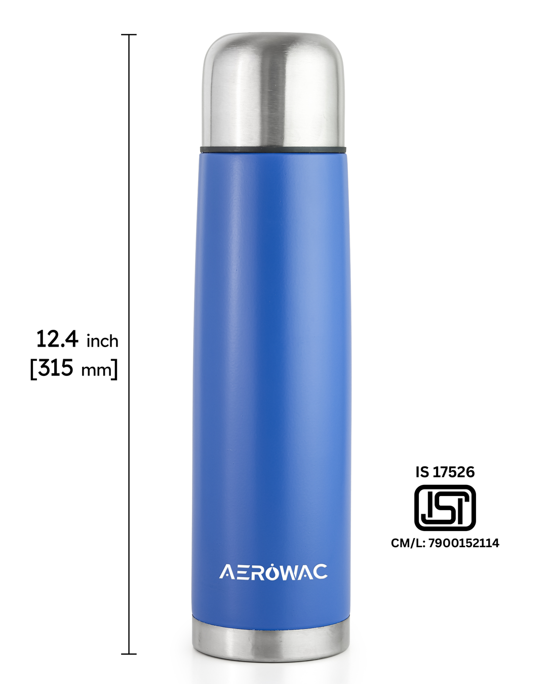 Aqua Double Wall Vacuum Insulated Stainless Steel Bottle | Hot &amp; Cold 24 Hours | Leak-Proof | BPA-Free