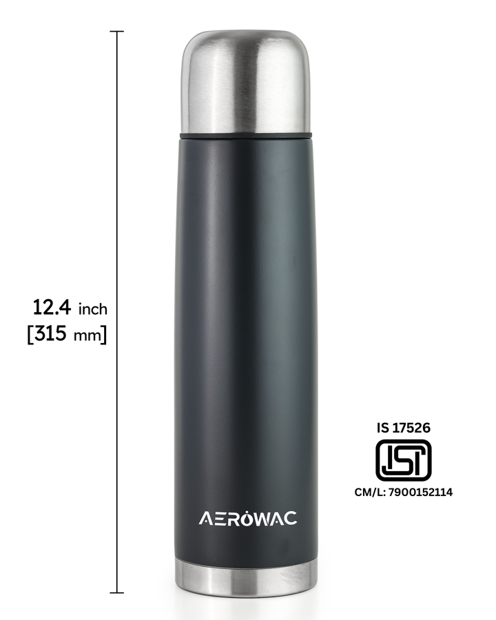 Aqua Double Wall Vacuum Insulated Stainless Steel Bottle | Hot &amp; Cold 24 Hours | Leak-Proof | BPA-Free