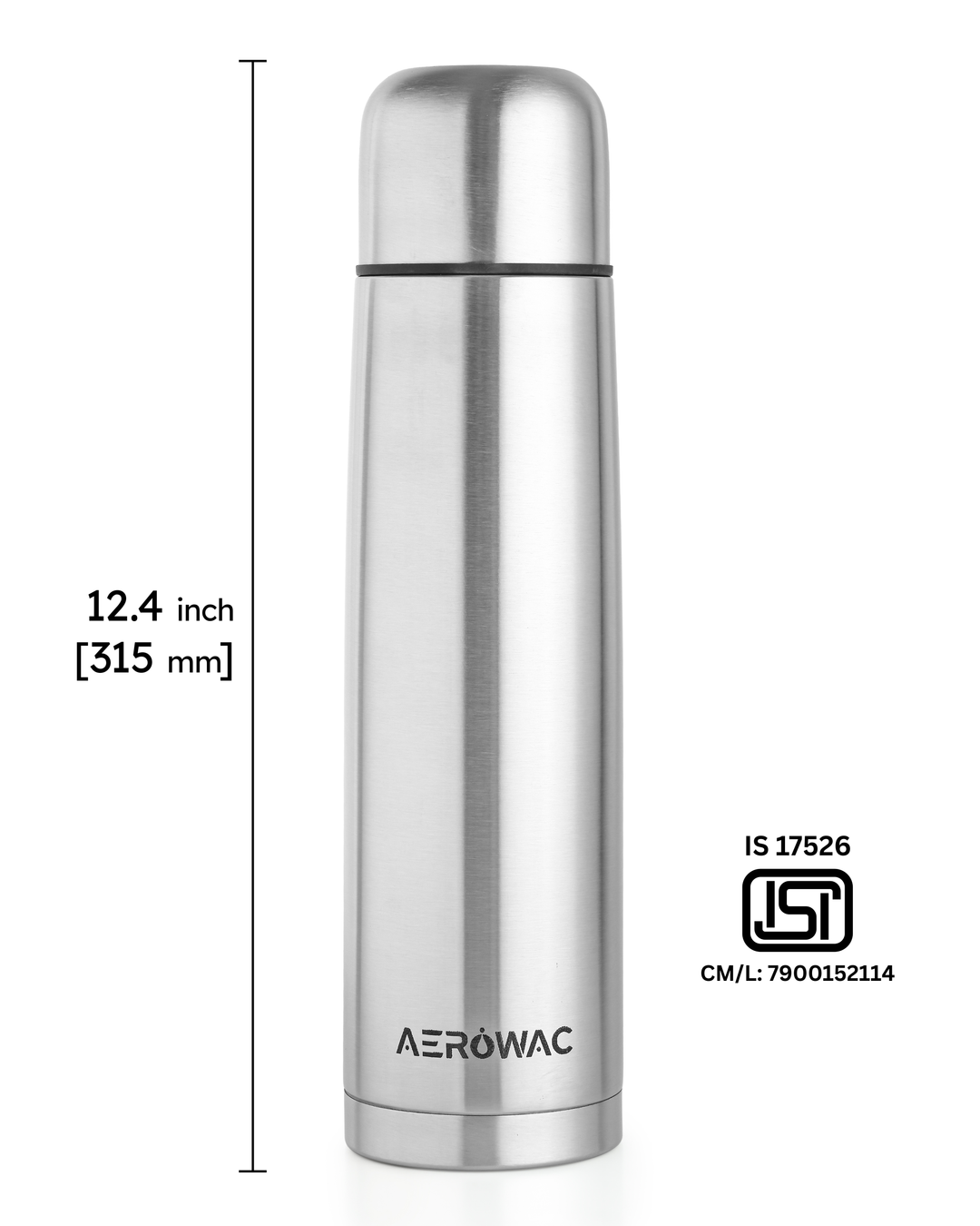 Aqua Double Wall Vacuum Insulated Stainless Steel Bottle | Hot &amp; Cold 24 Hours | Leak-Proof | BPA-Free