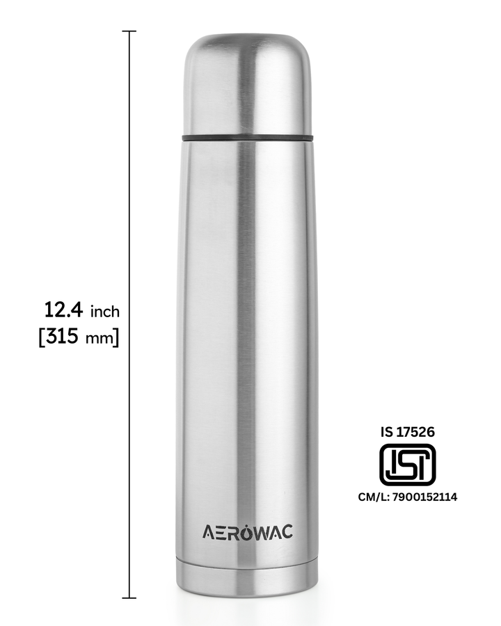 Aqua Double Wall Vacuum Insulated Stainless Steel Bottle | Hot &amp; Cold 24 Hours | Leak-Proof | BPA-Free