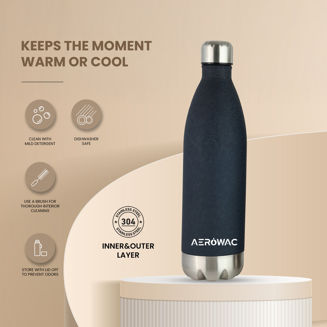 Aerowac Viva Double Wall Vacuum Insulated Stainless Steel Bottle | Hot &amp; Cold 24 Hours | Leak-Proof | BPA - Free