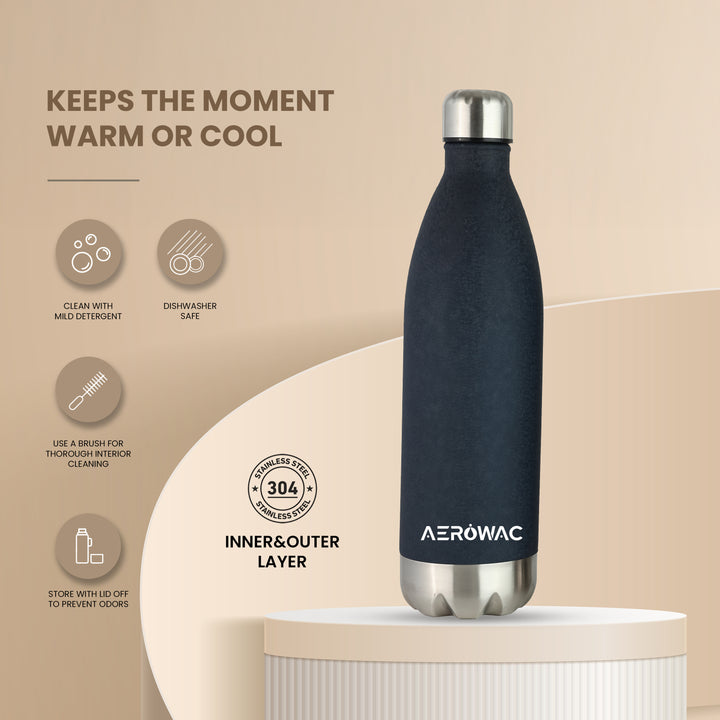 Aerowac Viva Double Wall Vacuum Insulated Stainless Steel Bottle | Hot &amp; Cold 24 Hours | Leak-Proof | BPA - Free