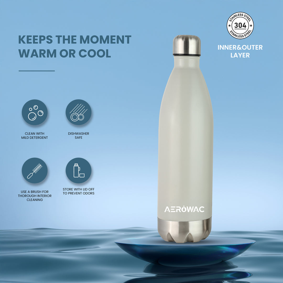 Aerowac Viva Double Wall Vacuum Insulated Stainless Steel Bottle | Hot &amp; Cold 24 Hours | Leak-Proof | BPA - Free