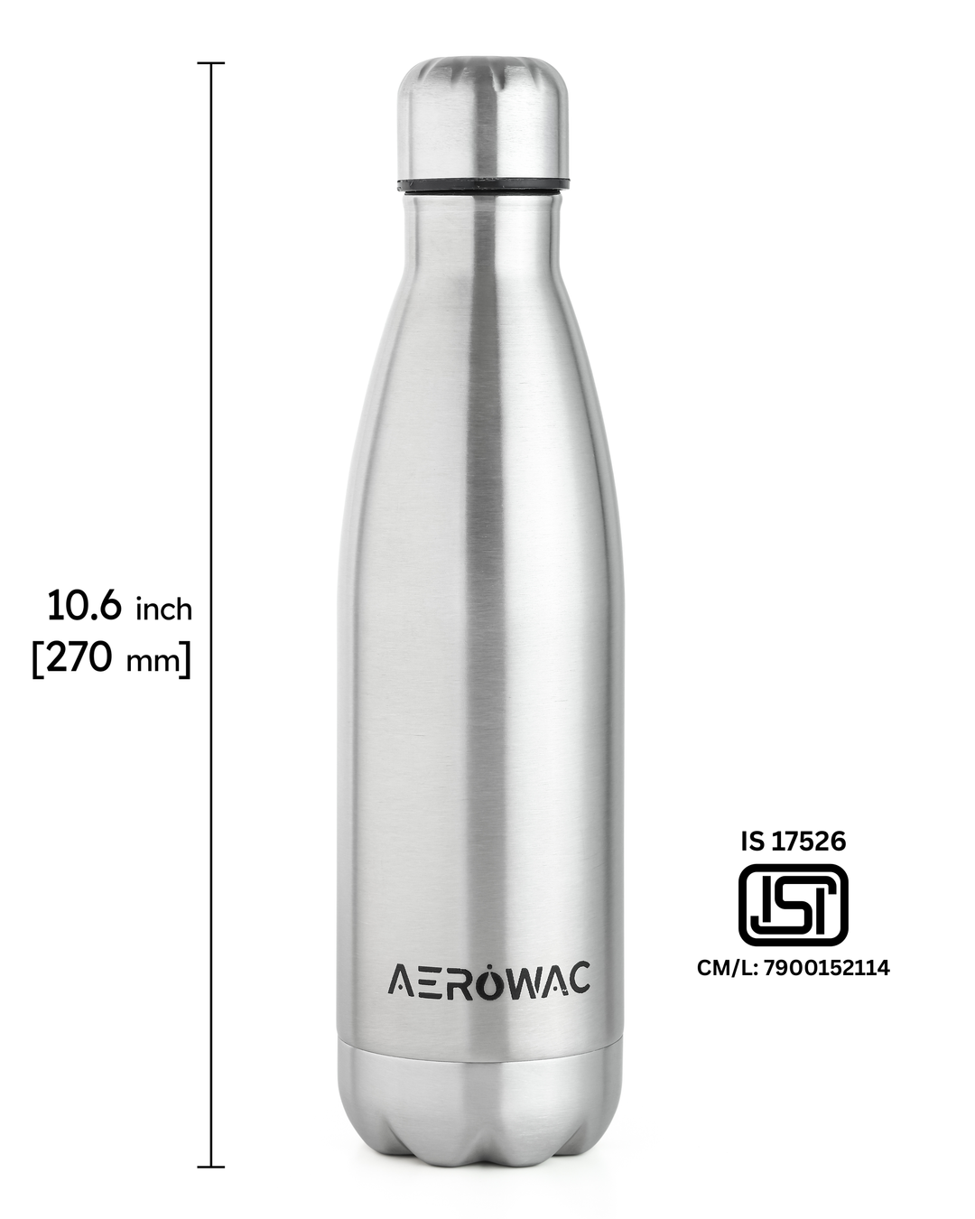Aerowac Viva Double Wall Vacuum Insulated Stainless Steel Bottle | Hot &amp; Cold 24 Hours | Leak-Proof | BPA - Free