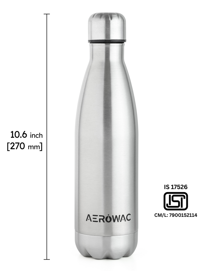 Aerowac Viva Double Wall Vacuum Insulated Stainless Steel Bottle | Hot &amp; Cold 24 Hours | Leak-Proof | BPA - Free