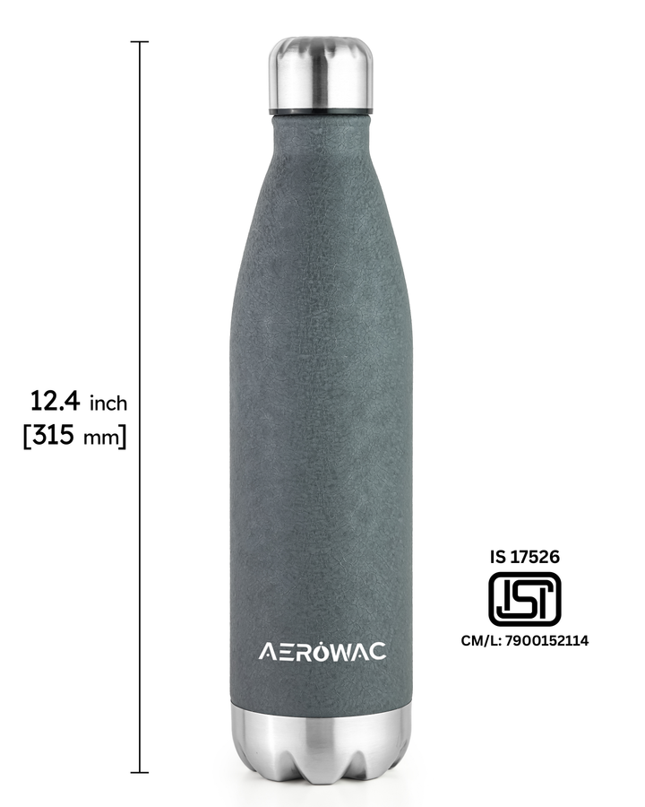 Aerowac Viva Double Wall Vacuum Insulated Stainless Steel Bottle | Hot &amp; Cold 24 Hours | Leak-Proof | BPA - Free