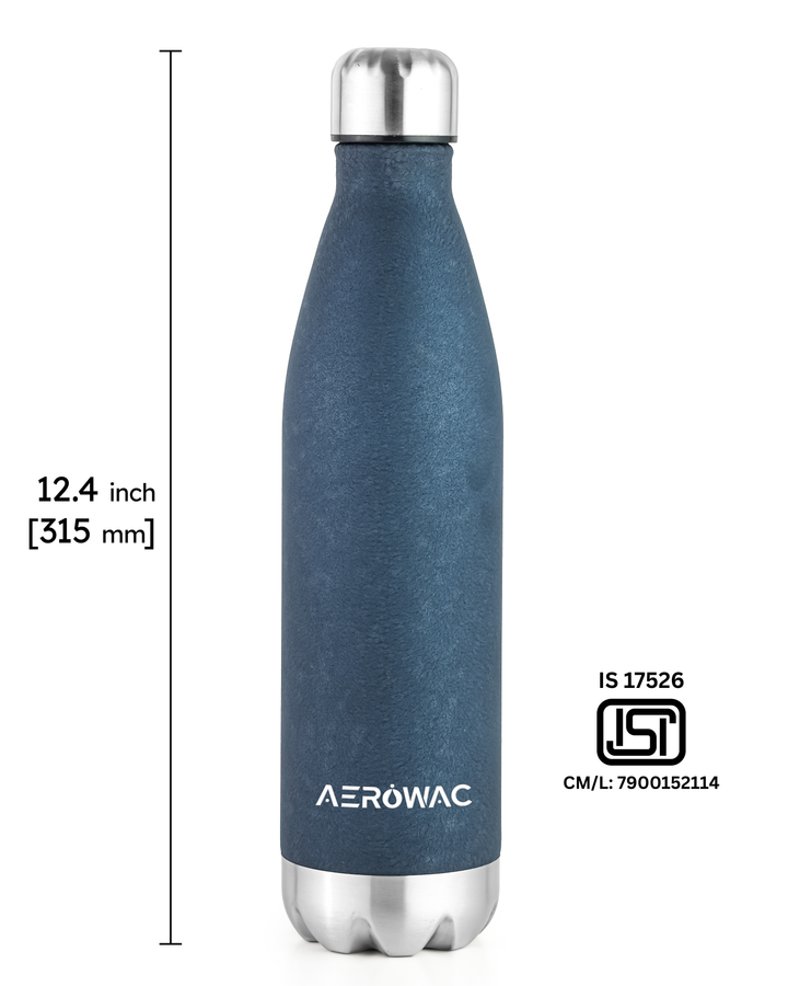 Aerowac Viva Double Wall Vacuum Insulated Stainless Steel Bottle | Hot &amp; Cold 24 Hours | Leak-Proof | BPA - Free