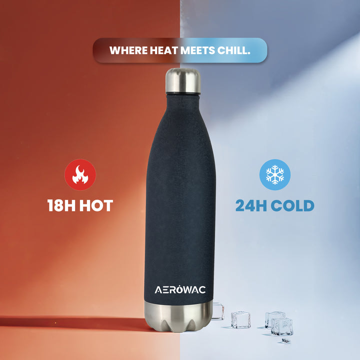 Aerowac Viva Double Wall Vacuum Insulated Stainless Steel Bottle | Hot &amp; Cold 24 Hours | Leak-Proof | BPA - Free