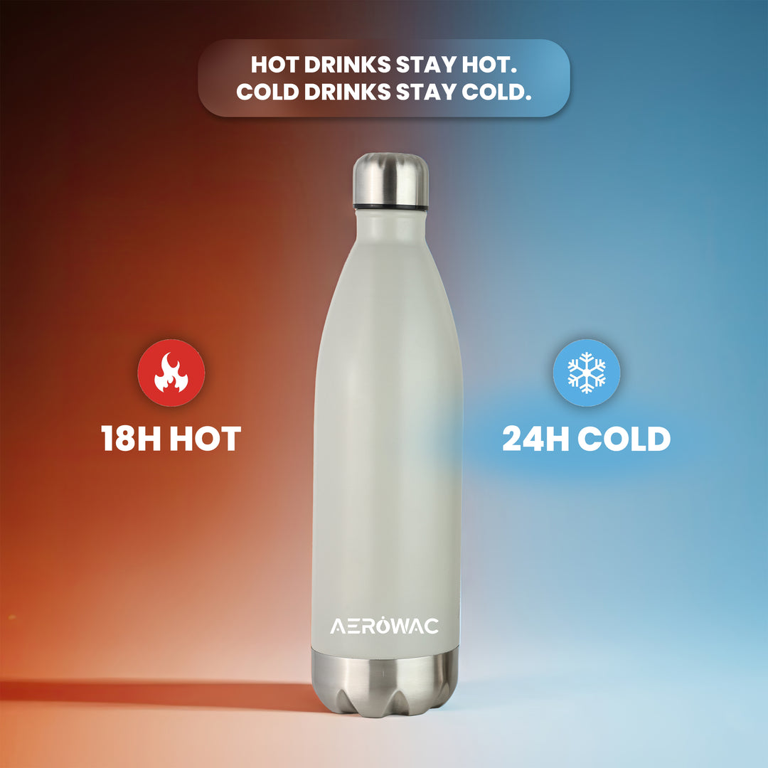 Aerowac Viva Double Wall Vacuum Insulated Stainless Steel Bottle | Hot &amp; Cold 24 Hours | Leak-Proof | BPA - Free