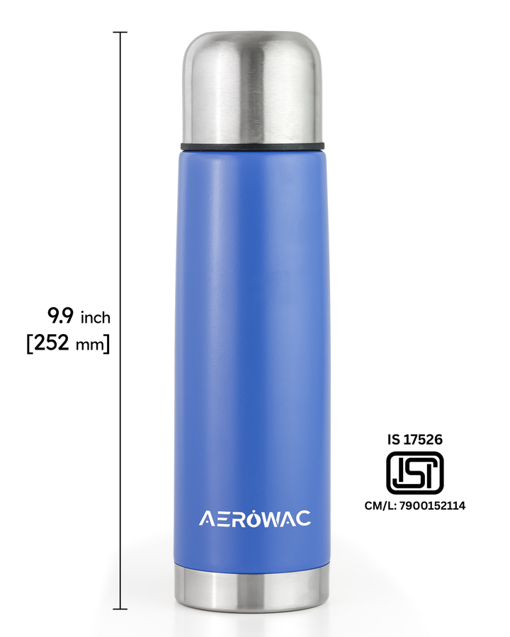 Aqua Double Wall Vacuum Insulated Stainless Steel Bottle | Hot &amp; Cold 24 Hours | Leak-Proof | BPA-Free