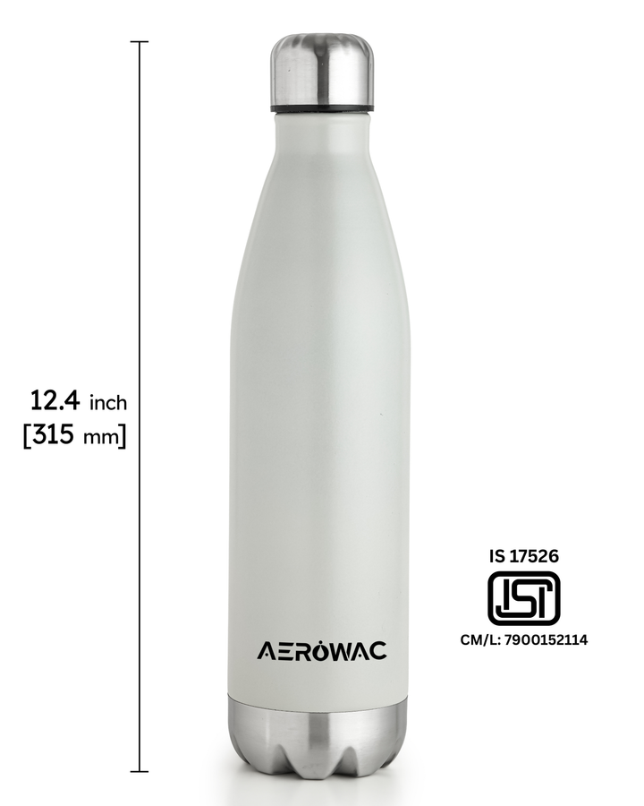 Aerowac Viva Double Wall Vacuum Insulated Stainless Steel Bottle | Hot &amp; Cold 24 Hours | Leak-Proof | BPA - Free