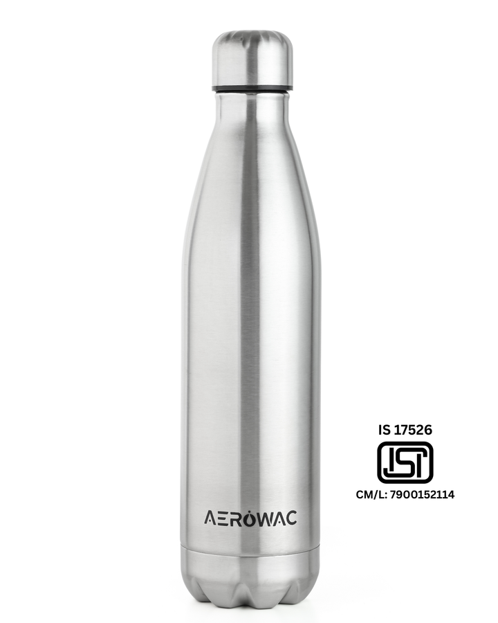 Aerowac Viva Double Wall Vacuum Insulated Stainless Steel Bottle | Hot &amp; Cold 24 Hours | Leak-Proof | BPA - Free