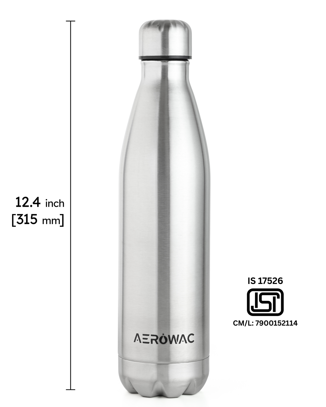 Aerowac Viva Double Wall Vacuum Insulated Stainless Steel Bottle | Hot &amp; Cold 24 Hours | Leak-Proof | BPA - Free