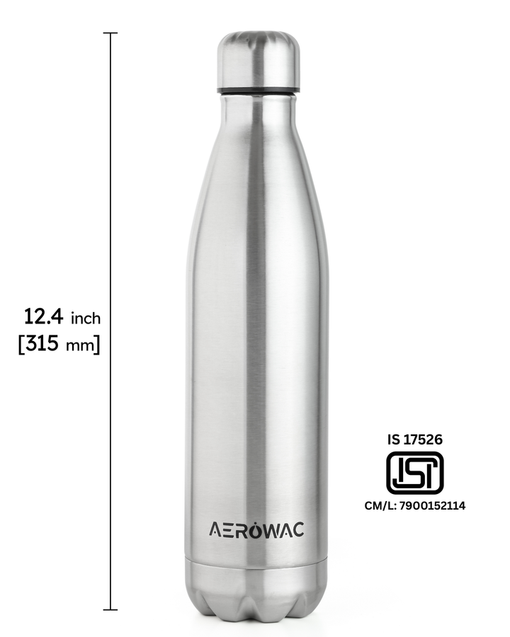 Aerowac Viva Double Wall Vacuum Insulated Stainless Steel Bottle | Hot &amp; Cold 24 Hours | Leak-Proof | BPA - Free