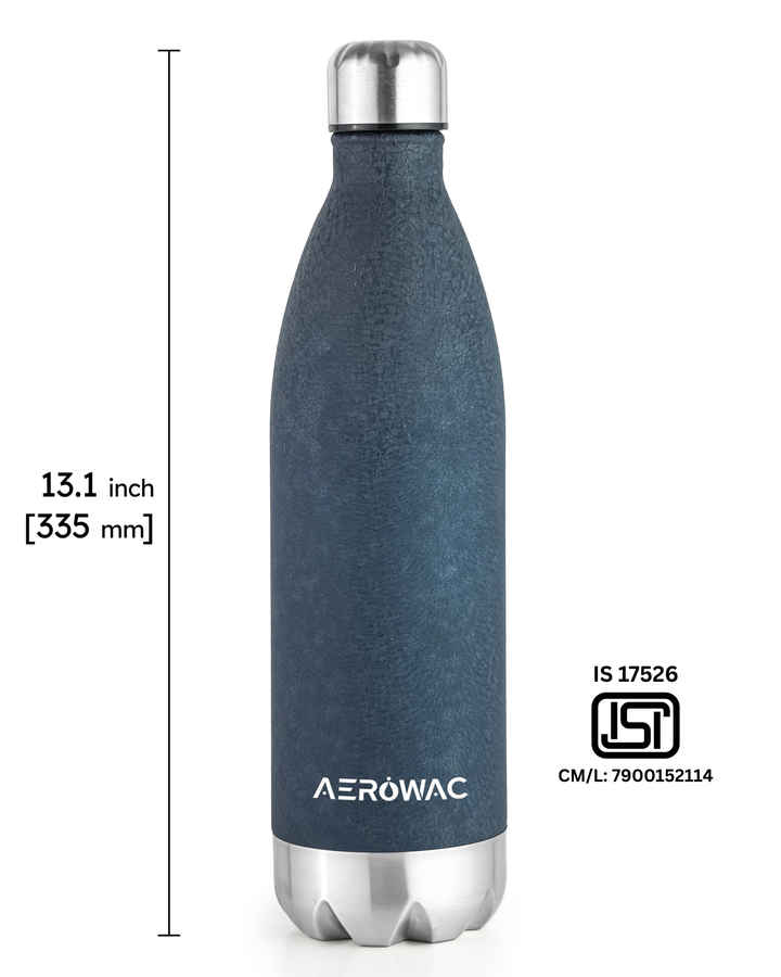 Aerowac Viva Double Wall Vacuum Insulated Stainless Steel Bottle | Hot &amp; Cold 24 Hours | Leak-Proof | BPA - Free