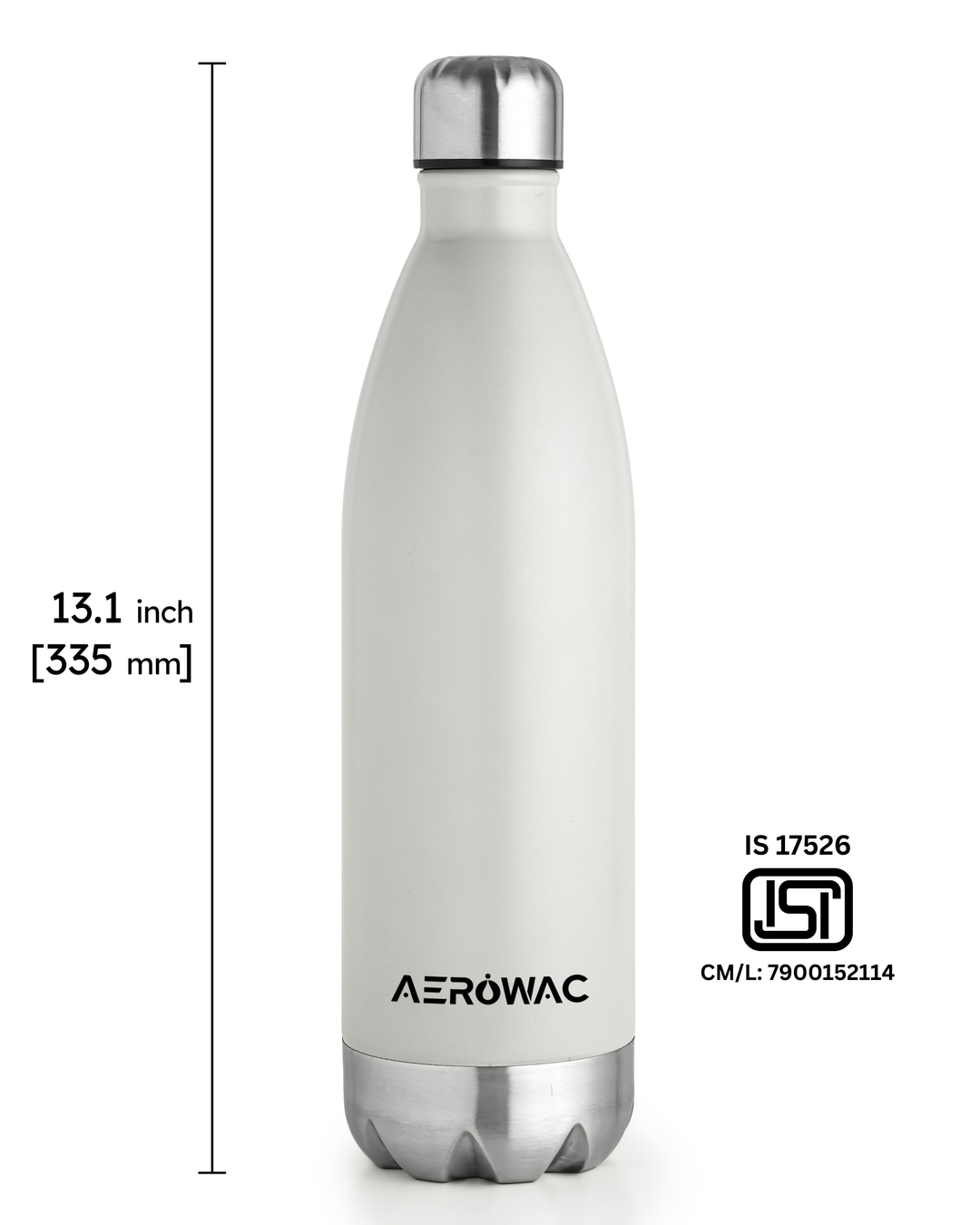 Aerowac Viva Double Wall Vacuum Insulated Stainless Steel Bottle | Hot &amp; Cold 24 Hours | Leak-Proof | BPA - Free