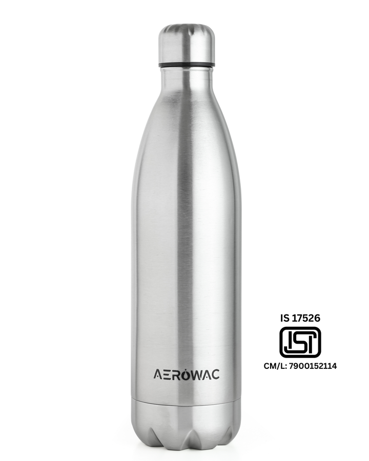 Aerowac Viva Double Wall Vacuum Insulated Stainless Steel Bottle | Hot &amp; Cold 24 Hours | Leak-Proof | BPA - Free
