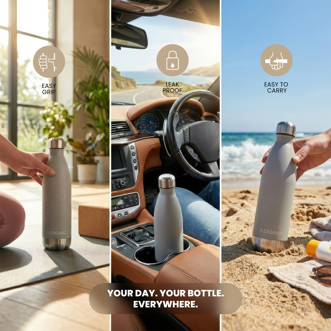 Aerowac Viva Double Wall Vacuum Insulated Stainless Steel Bottle | Hot &amp; Cold 24 Hours | Leak-Proof | BPA - Free