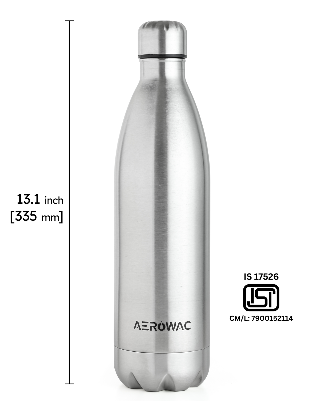 Aerowac Viva Double Wall Vacuum Insulated Stainless Steel Bottle | Hot &amp; Cold 24 Hours | Leak-Proof | BPA - Free