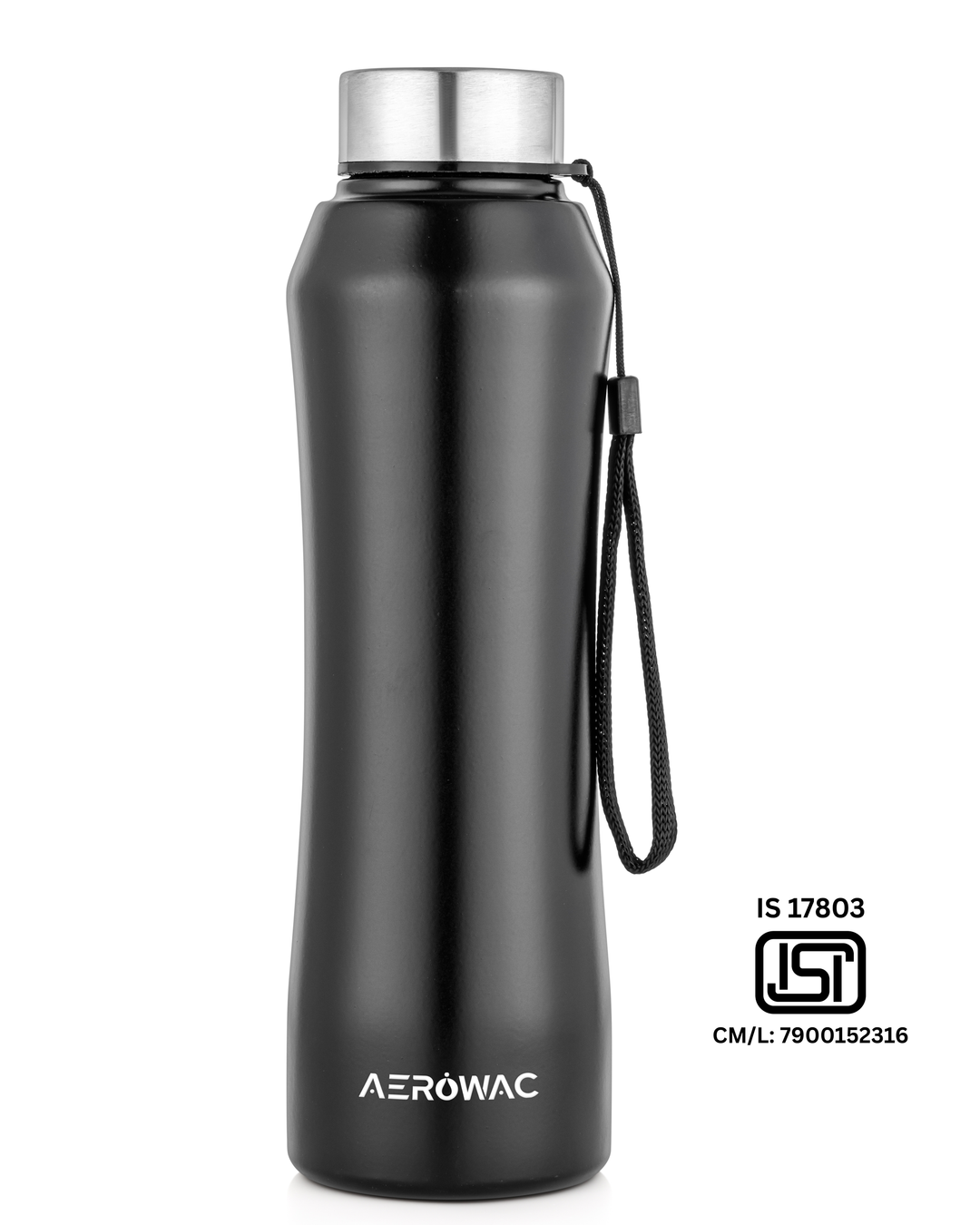 Aerowac Mist Black Stainless Steel Water Bottle | 1000 ml | BPA Free | Leak Proof | Premium Finish