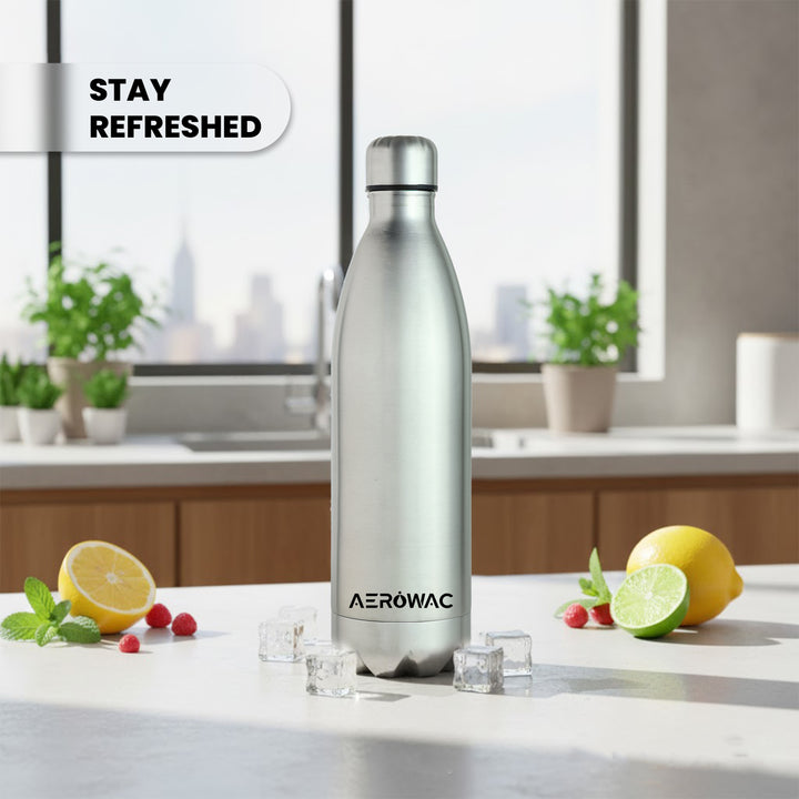 Aerowac Viva Double Wall Vacuum Insulated Stainless Steel Bottle | Hot &amp; Cold 24 Hours | Leak-Proof | BPA - Free