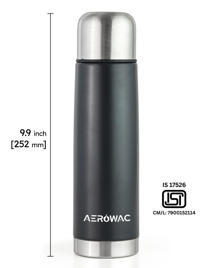 Aqua Double Wall Vacuum Insulated Stainless Steel Bottle | Hot &amp; Cold 24 Hours | Leak-Proof | BPA-Free