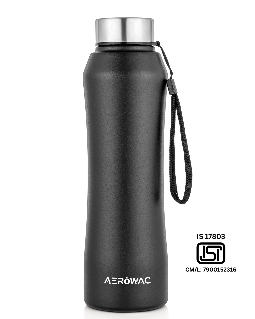 Aerowac Mist Black Stainless Steel Water Bottle | 1000 ml | BPA Free | Leak Proof | Premium Finish