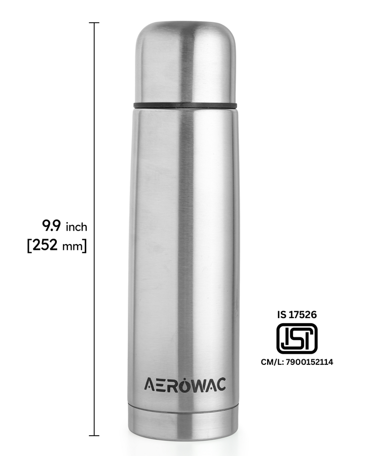 Aqua Double Wall Vacuum Insulated Stainless Steel Bottle | Hot &amp; Cold 24 Hours | Leak-Proof | BPA-Free