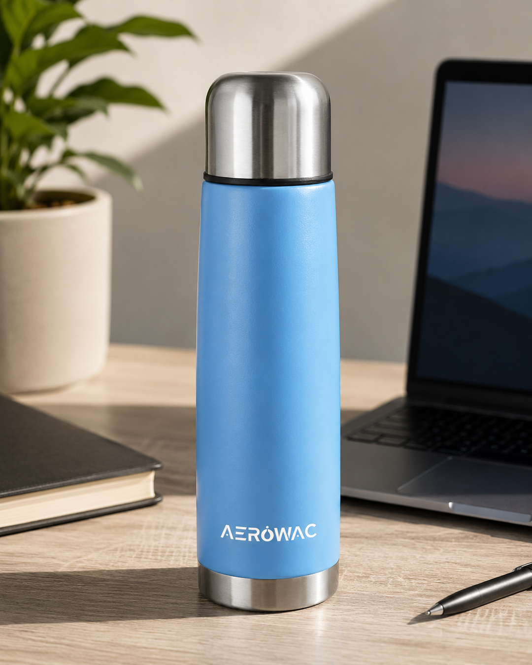 Aqua Double Wall Vacuum Insulated Stainless Steel Bottle | Hot &amp; Cold 24 Hours | Leak-Proof | BPA-Free