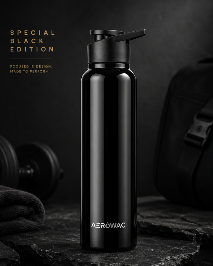 Aerowac Nubo Alpha Stainless Steel | Black Addition | 1000 ml | BPA Free | Leak Proof | Premium Finish